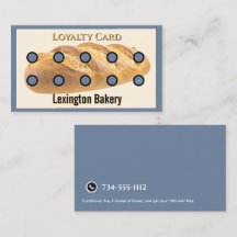 Bakery Punch Card | Pastry Loyalty Card Bread Blue
