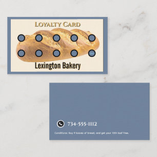 Bakery Punch Card Pastry Loyalty Card Bread Blue