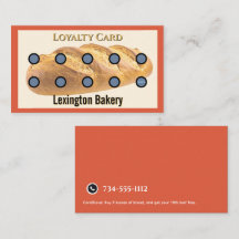 Bakery Punch Card | Pastry Loyalty Card Bread Red