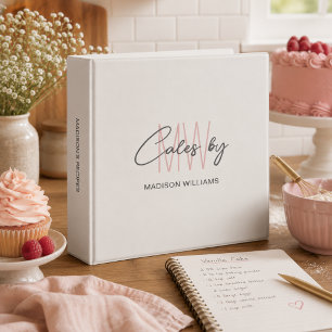 Bakery Recipe Custom Monogram Logo Binder
