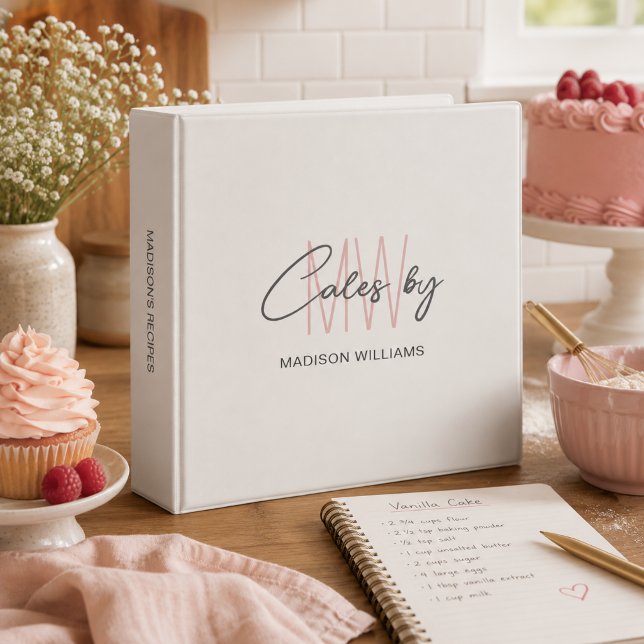 Bakery Recipe Custom Monogram Logo Binder (Bakery Recipe Custom Monogram Logo 3 Ring Binder)