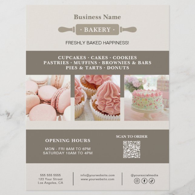 Bakery Rolling Pin Business Marketing Flyer (Front)