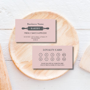 Bakery Rolling Pin Pink Business Reward Loyalty Card