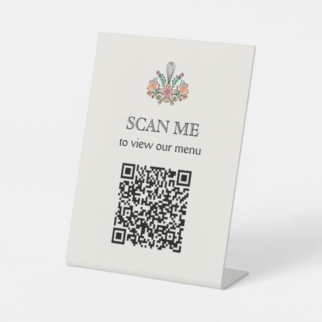 Bakery Scan Menu QR Code Pedestal Sign (Front)