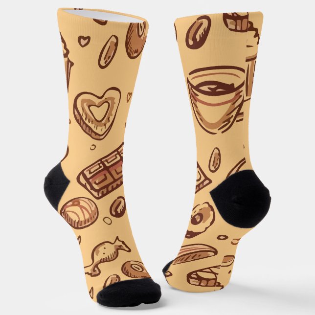Bakery seamless pattern socks (Angled)