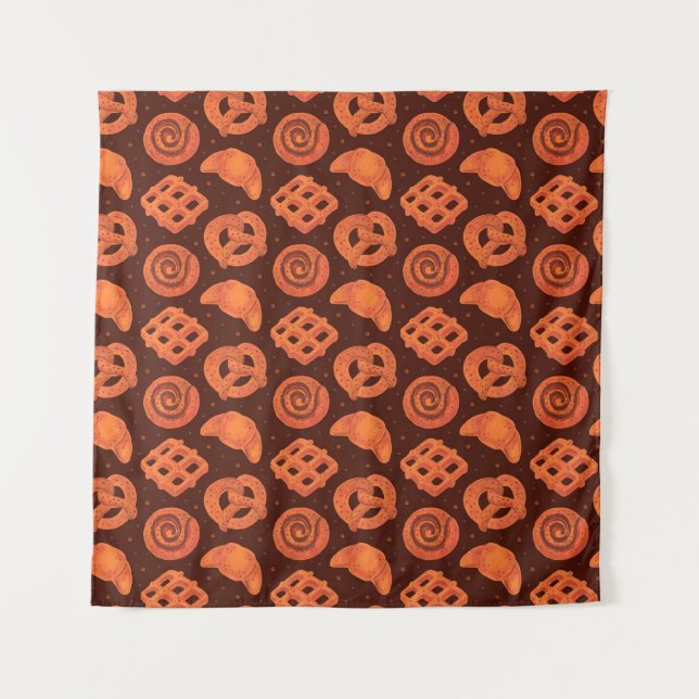 Bakery seamless pattern, texture. Boulangerie shop Tapestry (Front)