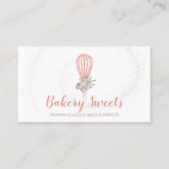 Bakery Sparkling Whisk Logo Home Bakery Business Card (Front)