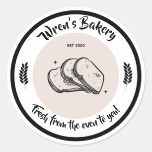 Bakery Sticker - bread image. Editable text.