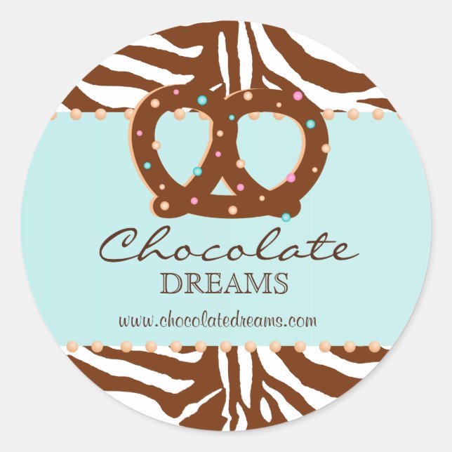 Bakery Stickers Pretzel Chocolate Blue 2 (Front)