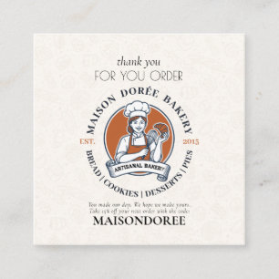 Bakery Store Pastry Cake Baker Thank You For Order Discount Card