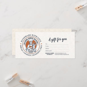 Bakery Store Pastry Chef Baker Gift Certificate