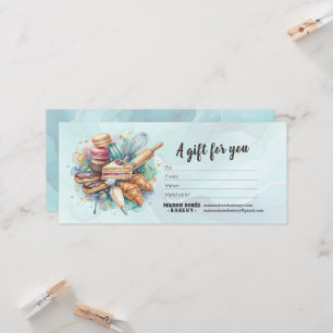 Bakery Store Pastry Chef Baker Gift Certificate