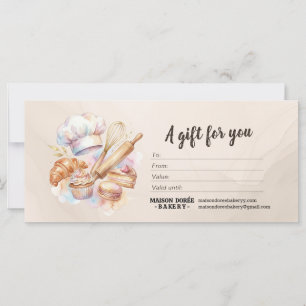 Bakery Store Pastry Chef Baker Gift Certificate