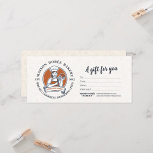 Bakery Store Pastry Chef Baker Gift Certificate