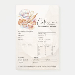 Bakery Store Pastry Chef Cake Baker Order Form Post-it Notes