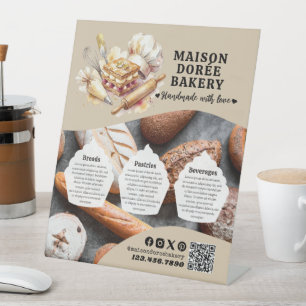 Bakery Store Pastry Chef Dessert Sweet Price List Pedestal Sign