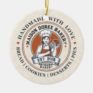 Bakery Store Pastry Chef Dessert Sweets Cake Baker Ceramic Ornament