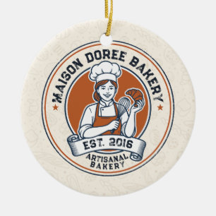 Bakery Store Pastry Chef Dessert Sweets Cake Baker Ceramic Ornament