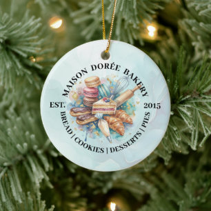 Bakery Store Pastry Chef Dessert Sweets Cake Baker Ceramic Ornament