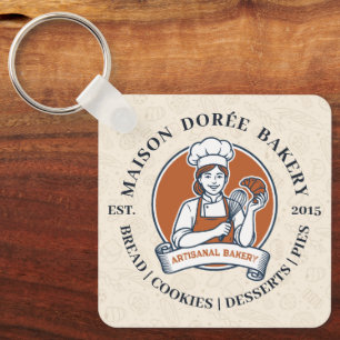 Bakery Store Pastry Chef Dessert Sweets Cake Baker Keychain
