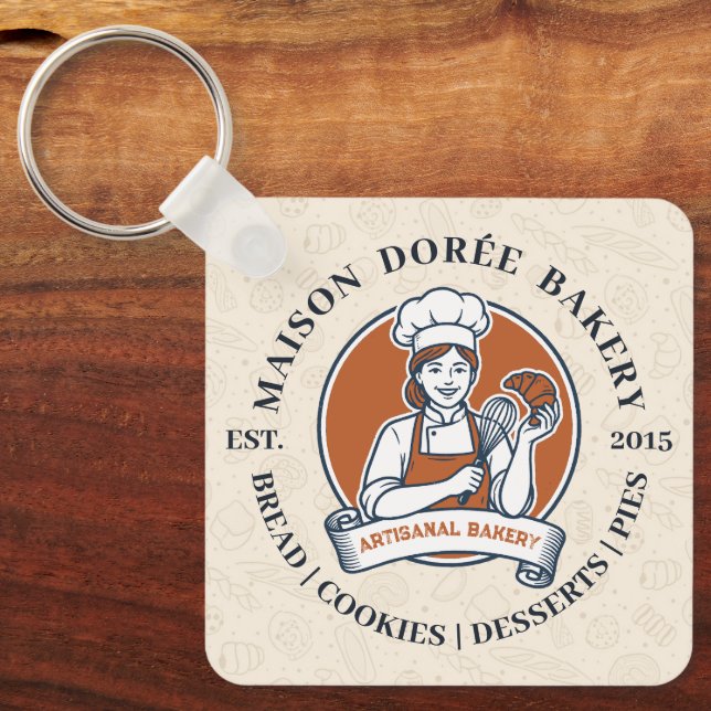 Bakery Store Pastry Chef Dessert Sweets Cake Baker Keychain (Front)