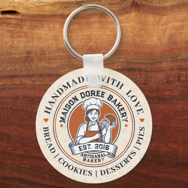 Bakery Store Pastry Chef Dessert Sweets Cake Baker Keychain (Front)