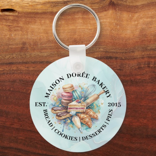 Bakery Store Pastry Chef Dessert Sweets Cake Baker Keychain (Front)