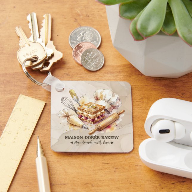 Bakery Store Pastry Chef Dessert Sweets Cake Baker Keychain (Desk)