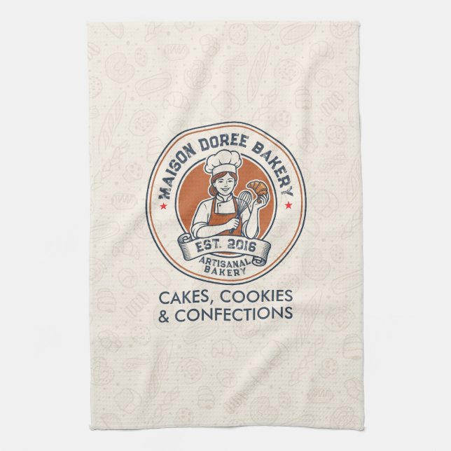 Bakery Store Pastry Chef Dessert Sweets Cake Baker Kitchen Towel (Vertical)