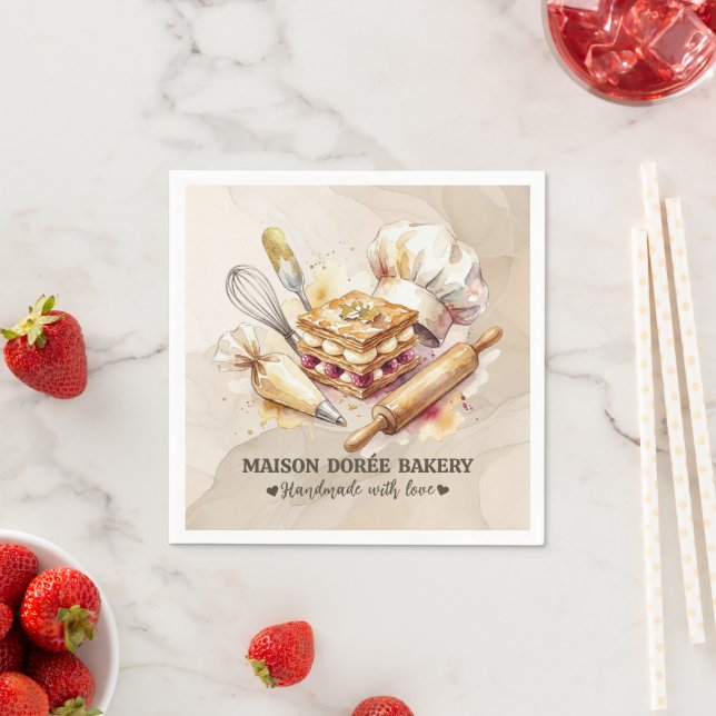 Bakery Store Pastry Chef Dessert Sweets Cake Baker Napkin (Insitu)