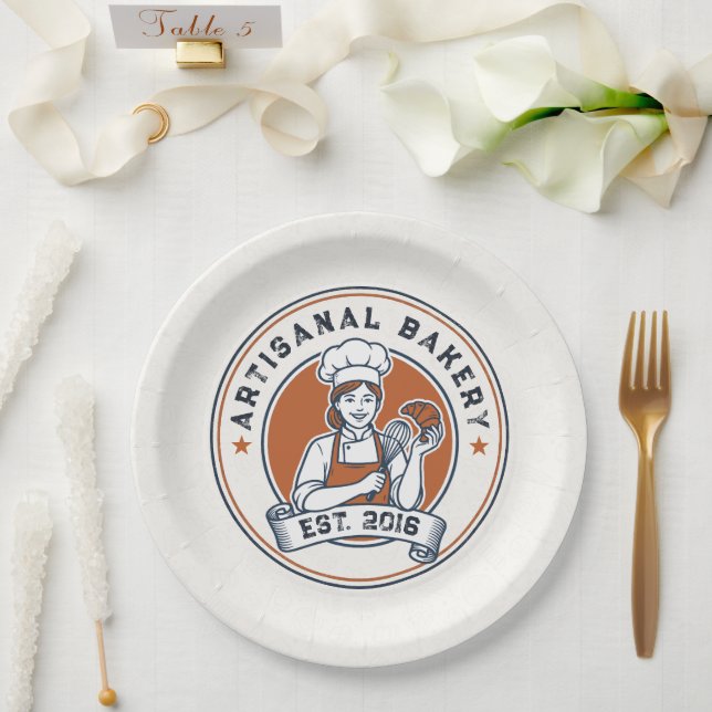 Bakery Store Pastry Chef Dessert Sweets Cake Baker Paper Plate (Wedding)