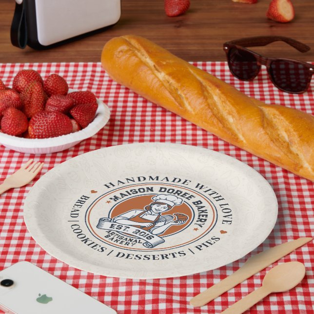 Bakery Store Pastry Chef Dessert Sweets Cake Baker Paper Plate (Picnic)