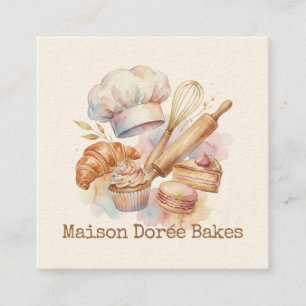 Bakery Store Pastry Chef Dessert Sweets Cake Baker Square Business Card
