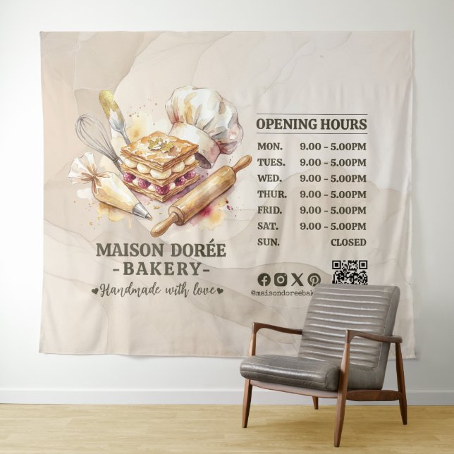 Bakery Store Pastry Chef Dessert Sweets Cake Baker Tapestry (In Situ (Horizontal))