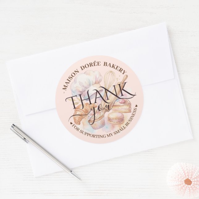 Bakery Store Pastry Chef Dessert Sweets Thank You Classic Round Sticker (Envelope)