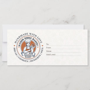 Bakery Store Pastry Chef Desserts Gift Certificate