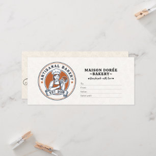 Bakery Store Pastry Chef Desserts Gift Certificate