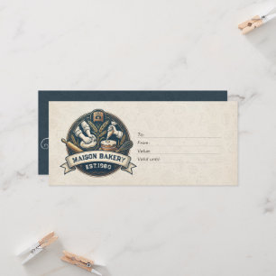 Bakery Store Pastry Chef Desserts Gift Certificate