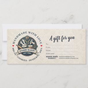 Bakery Store Pastry Chef Desserts Gift Certificate