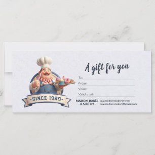 Bakery Store Pastry Chef Desserts Gift Certificate