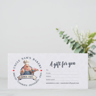 Bakery Store Pastry Chef Desserts Gift Certificate