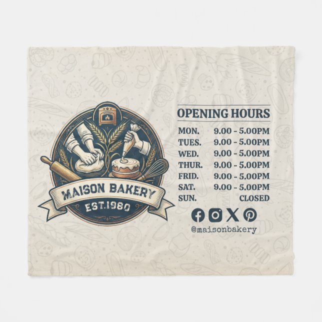 Bakery Store Pastry Chef Desserts Opening Hours Fleece Blanket (Front (Horizontal))