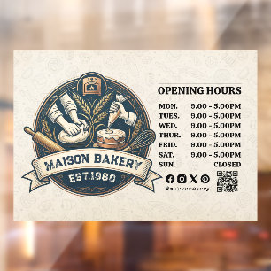 Bakery Store Pastry Chef Desserts Opening Hours Window Cling