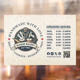 Bakery Store Pastry Chef Desserts Opening Hours Window Cling