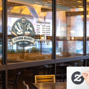 Bakery Store Pastry Chef Desserts Opening Hours Window Cling