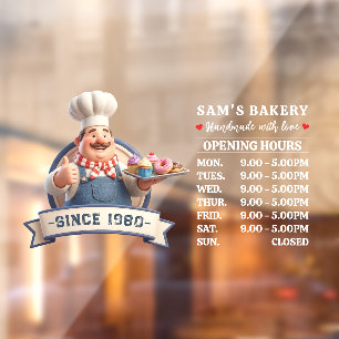 Bakery Store Pastry Chef Desserts Opening Hours Window Cling