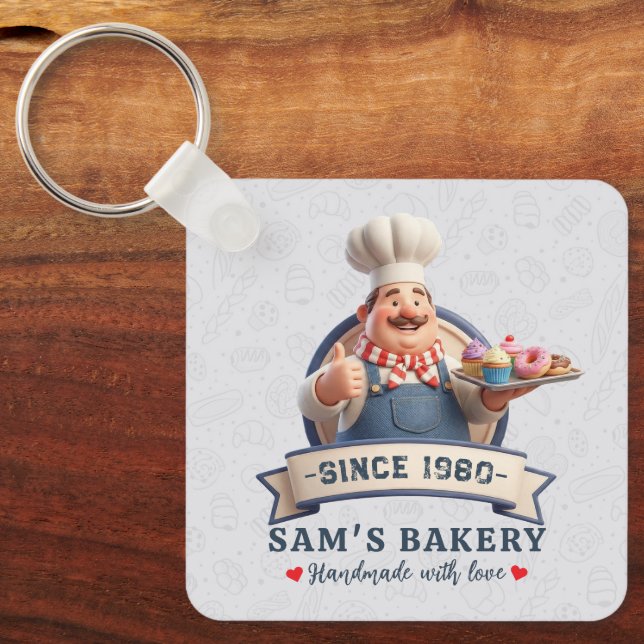 Bakery Store Pastry Chef Desserts Sweets Cake Shop Keychain (Front)