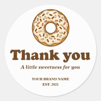 Bakery Thank You Sticker Brown Donut Illustration