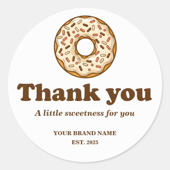 Bakery Thank You Sticker Brown Donut Illustration  (Front)