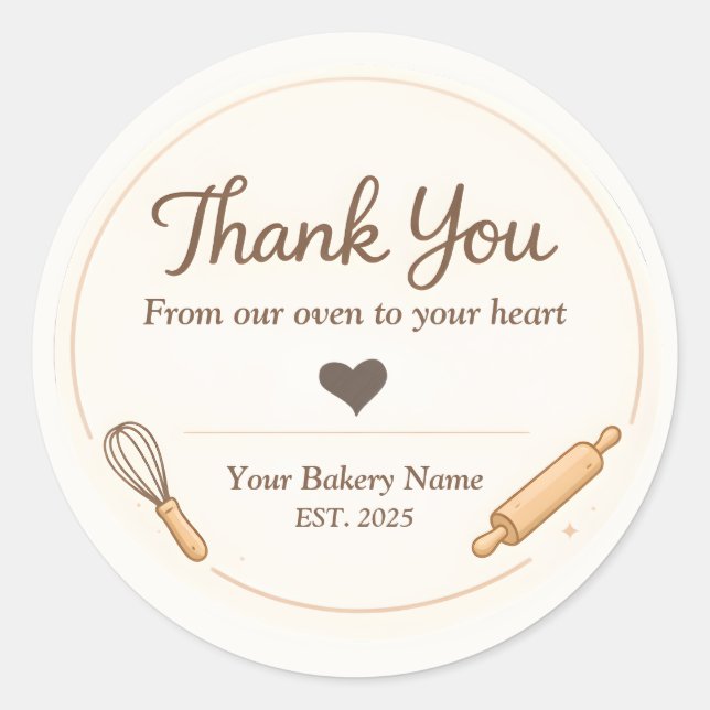 Bakery Thank You Sticker - Custom Creamy Design (Devant)